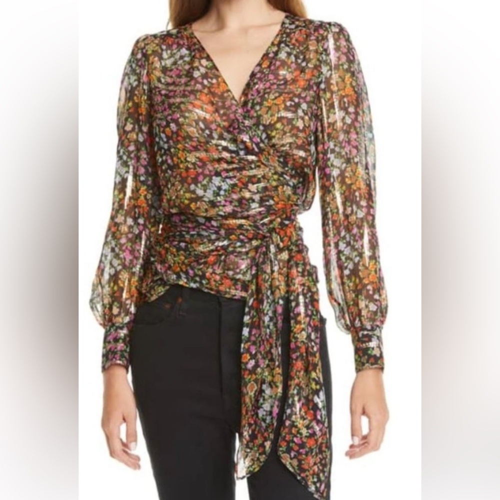 ba&sh Multicolor Floral Wrap Blouse